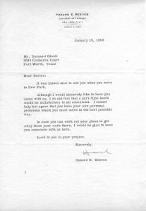 Hazard E. Reeves letter