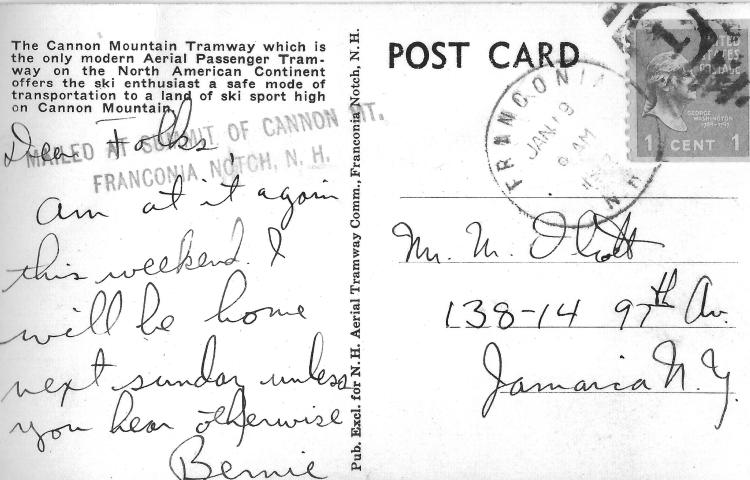 Franconia Notch Postcard reverse